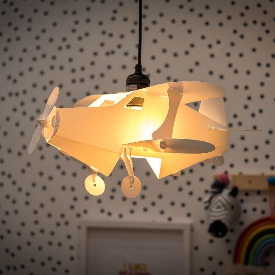 Picture of Children's White Aeroplane Lampshade Ceiling Light Shade Plastic Novelty Lights