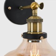 Picture of Industrial Metal Wall Sconce with Amber Tinted Glass Shade and LED Bulb