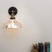 Picture of Industrial Metal Wall Sconce with Amber Tinted Glass Shade and LED Bulb