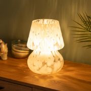 Picture of Decorative Glass Table Lamp for Bedside, Bedroom, or Living Room with Tapered Lampshade