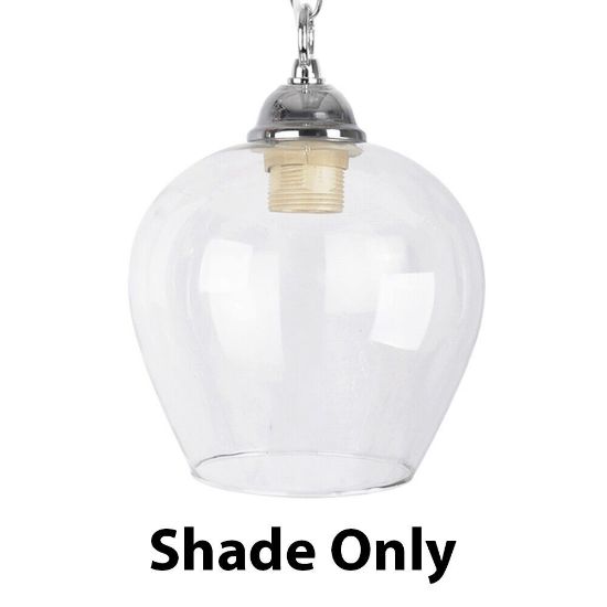 Picture of Clear Glass Bell Shaped Pendant Shade Adding Character To Modern Ceiling Light With Traditional Lighting