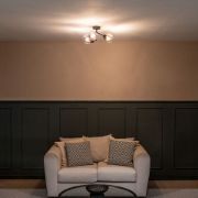 Picture of Contemporary Black Metal Pendant Light with Smoked Lampshades and LED Bulbs