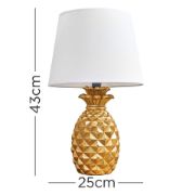 Picture of Pair of Gold Pineapple Table Lamps With LED Tapered Shades For Bedside or Living Room Lighting