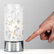 Picture of Floral Touch Table Lamp With Dimmer, Chrome Base And 19CM Glass Shade For Bedside Or Lounge