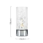 Picture of Floral Touch Table Lamp With Dimmer, Chrome Base And 19CM Glass Shade For Bedside Or Lounge