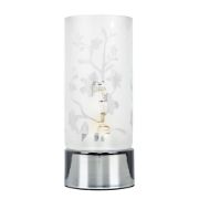 Picture of Floral Touch Table Lamp With Dimmer, Chrome Base And 19CM Glass Shade For Bedside Or Lounge