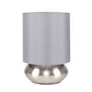 Picture of  Pair of Grey Touch Table Lamps with Brushed Chrome Base, 21.5CM, LED Bulb Lighting