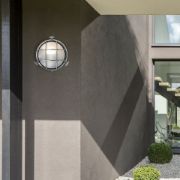 Picture of Modern Outdoor Wall Light Polished Aluminum Bulkhead Fixture with LED