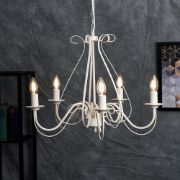 Picture of Classic 5-Arm Chandelier Cream Metal Ceiling Light Fixture with LED Bulbs for Lounge Décor