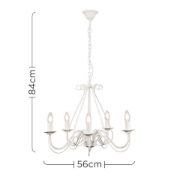 Picture of Classic 5-Arm Chandelier Cream Metal Ceiling Light Fixture with LED Bulbs for Lounge Décor