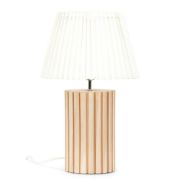 Picture of Wooden Table Lamp Base With White Pleated Lampshade For Soft Natural Light