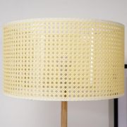 Picture of XL Wicker Effect Drum Lampshade Wooden Stem Floor Lamp with LED Bulb