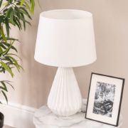 Picture of  Dual Light-Up Table Lamp with White Ceramic Lampshade For Living Room Or Bedroom