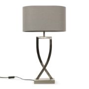 Picture of Metal Industrial Tall Table Lamp Base Living Room Light Oval Fabric Lampshade