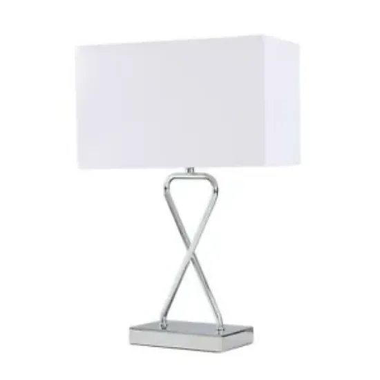 Picture of Hourglass Table Lamp Chrome Living Room 44.5CM Light Rectangle Shade LED Bulb