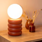 Picture of Opal Globe Rustic Ceramic Table Lamp: Illuminating Your Bedroom with Style