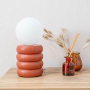 Picture of Opal Globe Rustic Ceramic Table Lamp: Illuminating Your Bedroom with Style