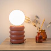 Picture of Opal Globe Rustic Ceramic Table Lamp: Illuminating Your Bedroom with Style