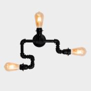 Picture of Industrial Matt Black Ceiling Light Fitting Pipe Work Rustic Kitchen Lamp