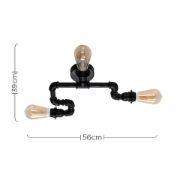 Picture of Industrial Matt Black Ceiling Light Fitting Pipe Work Rustic Kitchen Lamp