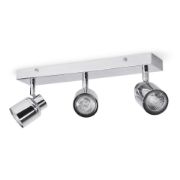 Picture of Adjustable 3-Way Polished Chrome Metal Bathroom Ceiling Spotlight Bar (IP44 Rated)