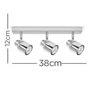 Picture of Adjustable 3-Way Polished Chrome Metal Bathroom Ceiling Spotlight Bar (IP44 Rated)