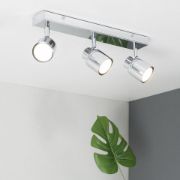 Picture of Adjustable 3-Way Polished Chrome Metal Bathroom Ceiling Spotlight Bar (IP44 Rated)