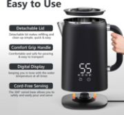 Picture of Electric Kettle Stainless Steel 1.7L, Kettles Electric with 4 Temperature Settings, 1500W Rapid Boil, Auto Shut-Off and Boil-Dry Protection, Black, Travel Kettle for Tea,Coffee and Milk