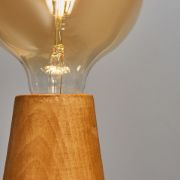 Picture of Natural Wooden Cone Table Lamp Base - LED Bedside, Desk, or Lounge Lighting