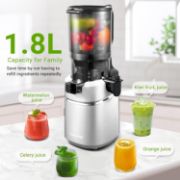 Picture of Automatic Cold Press Juicer Machines 250W Free Your Hands and 1.8L Capacity Slow Juicers, with Triple Filter, Safety Lock, Classic Silver