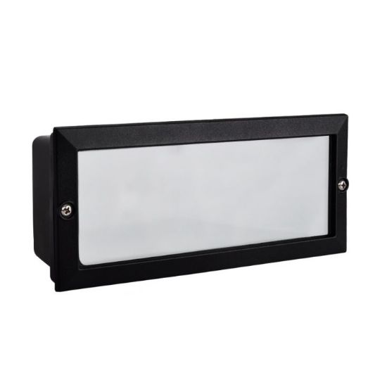 Picture of Modern Recessed Outdoor Garden Brick Wall Light - Black Aluminum IP54 Patio Fixture