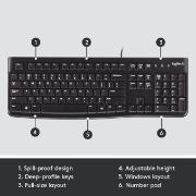 Picture of   K120 Wired Keyboard for Windows, USB Plug-and-Play, Full-Size, Spill-Resistant, Curved Space Bar, Compatible with PC, Laptop