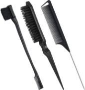 Picture of 3Pcs Teasing Brush Set, Teasing Hair Brush for Teasing Fluffy Hair/Double Sided Edge Brush for Hair Grooming/Pin Tail Comb