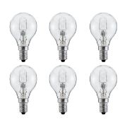 Picture of Set of 6 Bulbs 42W = 60 W, Small Edison Screw (SES) E14 Clear Halogen Golf Ball Globe Round Light Bulbs