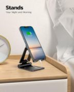 Picture of Phone Stand, Fully Foldable Angle Height Adjustable Mobile Phone Holder Stand All Phones - Black