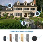 Picture of Wireless Doorbell, Plug in Waterproof Battery Operated Cordless Doorbell Operating at 1,000 Feet Long Range with 58 Chimes 5 Volume Levels LED Light Easy Install for Home