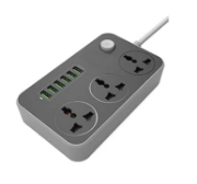 Picture of Black Universal Extension Lead 3 Outlets, 6 USB Ports, Surge Protection, Bold Extension Cord with Fuse and Shutter, UK Socket