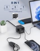 Picture of Cube Extension Lead with 4 USB Slots, 4 Way Multi Plug Extension Cable with Child Safety UK Desktop Power Extension Socket