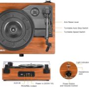 Picture of Vinyl Record Player Turntable with Built-in Speakers and USB Belt-Driven Vintage Phonograph Record Player 3 Speed for Entertainment and Home Decoration (Brown)