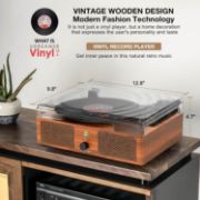 Picture of Vinyl Record Player Turntable with Built-in Speakers and USB Belt-Driven Vintage Phonograph Record Player 3 Speed for Entertainment and Home Decoration (Brown)