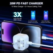 Picture of USB C Fast Charger for iPhone Charger 2Pack 20W USB C Charger Plug Power Adapter with 6FT Cable