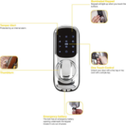 Picture of Keyless Connected Door Lock - Chrome - No Key Needed, Lock/Unlock with PIN Code, Key Tag, Key Fob, Key Card, Phone Tag