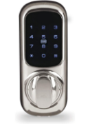 Picture of Keyless Connected Door Lock - Chrome - No Key Needed, Lock/Unlock with PIN Code, Key Tag, Key Fob, Key Card, Phone Tag