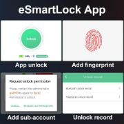 Picture of Gym Locker Padlock Fingerprint or App Unlock via Phone iOS Watch, Unlock Record, Schedule, Waterproof, Security Keyless Smart Lock