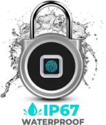 Picture of Gym Locker Padlock Fingerprint or App Unlock via Phone iOS Watch, Unlock Record, Schedule, Waterproof, Security Keyless Smart Lock