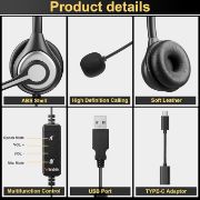 Picture of USB Headset with Microphone Noise Cancelling and in-line Controls, PC Headphone 