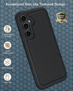 Picture of Dual Layer Shockproof Drop Protection Case - Galaxy A35 360 Military Grade Protective Mobile Phone Cover Rugged Matte Heavy Duty Slim TPU Cases Black