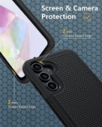 Picture of Dual Layer Shockproof Drop Protection Case - Galaxy A35 360 Military Grade Protective Mobile Phone Cover Rugged Matte Heavy Duty Slim TPU Cases Black