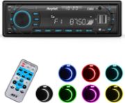 Picture of Bluetooth 5.0 Car Radio, Car Stereo Handsfree Calling Stereo & Clock, FM/AM Radio USB/AUX in/MP3/SD MP3 Player, 7 LED Colors