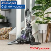 Picture of  Cylinder Vacuum Cleaner ATLAS2 PET 2.5 Litre Grey & Purple with 3 in 1 Multi-Tool, Triple Dust Lock 700W High Efficiency Motor